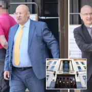 Colin Lowe (left) and Rev Mike McCurry outside Oxford Crown Court (inset) Pictures: Oxford Mail