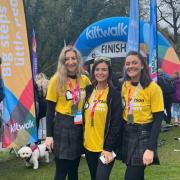 Kerryn, right, with friends Nicole Murtagh and Monica Donnelly who also took part in the Kiltwalk