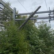 Pole fallen on railway in Glasgow