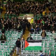 The empty-looking Green Brigade section of Celtic Park