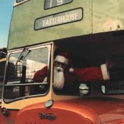 Santa on a vintage bus, 1988