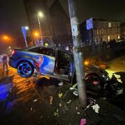 The damaged car, Glasgow