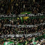 The Green Brigade banner at Parkhead on Wednesday night