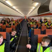 Pupils spent time on an aircraft