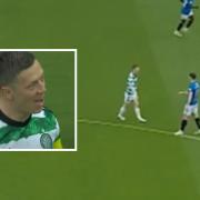 Callum McGregor has words with Tom Lawrence