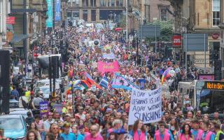 Thousands of people marched in Glasgow to celebrate LGBT Pride.