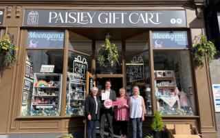 Neil Bibby with staff from Paisley Gift Cart