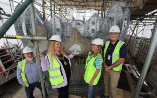 Lord Provost Jacqueline McLaren, Nichol Wheatley, ceramic artist Ruth Impey, and John Paterson, Scottish Canals chief executive