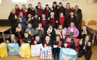 Children at Carmyle Primary, who raised money for a local foodbank