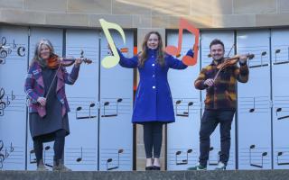 From left, violinist Jo Green, Gaelic singer Mischa Macpherson and fiddle player Donald Grant at Glasgow' Royal Concert Hall