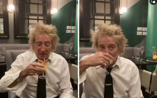 Sir Rod Stewart dons Celtic tie at plush Glasgow restaurant