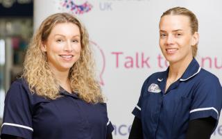 (Left to right) Cancer Research UK roadshow nurses Jess Cuddy and Laura Conaghan