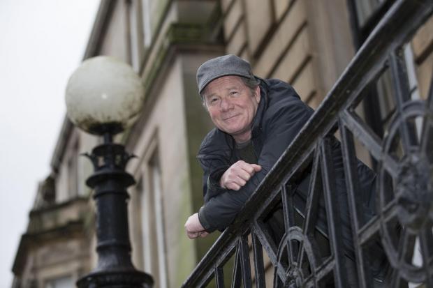 Peter Mullan outside the Trinity Building in Glasgow promoting his new film Hector