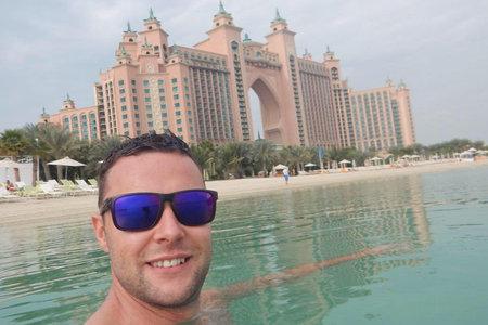 Glasgow Times: Jamie Harron in front of Atlantis The Palm Hotel, Dubai.