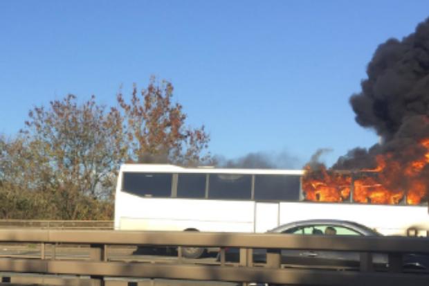 The bus caught on fire on the M8. Credit: Andy McFarlane
